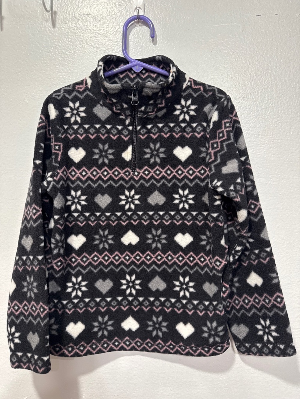 Place Kids Fleece Sweatshirt 1/4 Zip Long Sleeve Girls Size 5/6 Black